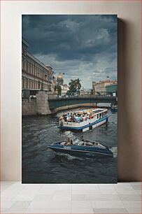 Πίνακας, Boats on a River with Stormy Sky Βάρκες σε ένα ποτάμι με Θυελλώδη ουρανό