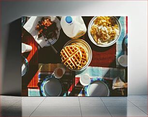 Πίνακας, Breakfast Table with Waffles and Eggs Τραπέζι πρωινού με βάφλες και αυγά