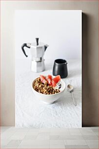 Πίνακας, Breakfast with Coffee and Granola Πρωινό με καφέ και γκρανόλα