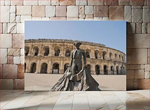 Πίνακας, Bullfighter Statue in Front of Roman Colosseum Άγαλμα ταυρομάχου μπροστά από το ρωμαϊκό Κολοσσαίο