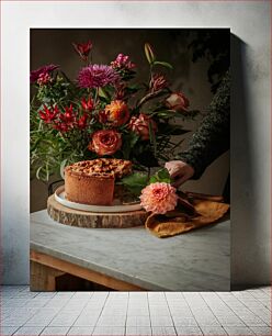 Πίνακας, Cake and Floral Arrangement Τούρτα και λουλουδένια σύνθεση