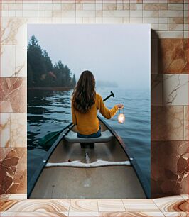 Πίνακας, Canoeing on a Misty Lake Κανό σε μια ομιχλώδη λίμνη