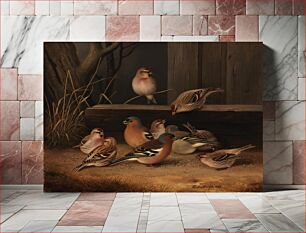 Πίνακας, Chaffinches and redpolls, 1868, by Ferdinand von Wright