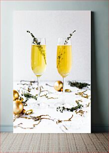 Πίνακας, Champagne Glasses with Golden Decorations Ποτήρια σαμπάνιας με χρυσές διακοσμήσεις