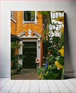 Πίνακας, Charming Brick Building with Plants Καλαίσθητο κτήριο από τούβλα με φυτά