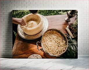 Πίνακας, Cheese Wheel Pasta Preparation Προετοιμασία ζυμαρικών με τροχούς τυριού