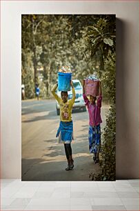 Πίνακας, Children Carrying Buckets on a Road Παιδιά που κουβαλούν κουβάδες σε έναν δρόμο