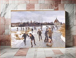 Πίνακας, Children skating outside Fåborg by Peter Hansen