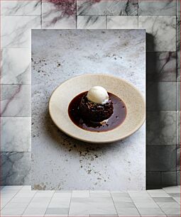 Πίνακας, Chocolate Dessert with Ice Cream Επιδόρπιο σοκολάτας με παγωτό