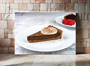 Πίνακας, Chocolate Tart with Cream Topping Τάρτα σοκολάτας με κρέμα