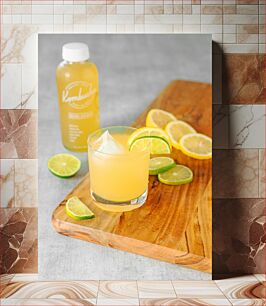 Πίνακας, Citrus Kombucha on Wooden Board Citrus Kombucha σε ξύλινη σανίδα