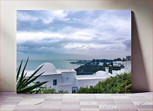 Πίνακας, Coastal Landscape with White Buildings Παράκτιο τοπίο με λευκά κτίρια