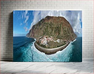 Πίνακας, Coastal Village with Mountain Backdrop Παράκτιο Χωριό με Βουνό