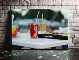 Πίνακας, Coca-Cola Can on a Table Κουτιά Coca-Cola σε τραπέζι