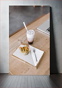 Πίνακας, Coffee and Pastry on Wooden Table Καφές και ζαχαροπλαστική σε ξύλινο τραπέζι