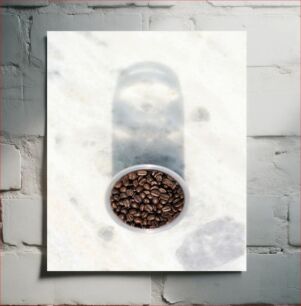 Πίνακας, Coffee Beans on Marble Surface Κόκκοι καφέ σε μαρμάρινη επιφάνεια
