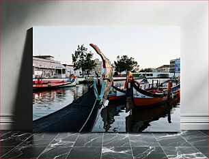 Πίνακας, Colorful Boats at Dock Πολύχρωμες βάρκες στο Dock