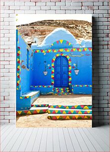 Πίνακας, Colorful Building in Desert Landscape Πολύχρωμο κτίριο σε ερημικό τοπίο