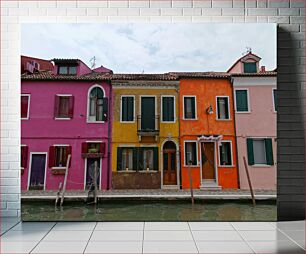 Πίνακας, Colorful Canal Houses Πολύχρωμα σπίτια στο κανάλι