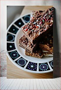 Πίνακας, Colorful Chocolate Bars on a Decorative Plate Πολύχρωμες μπάρες σοκολάτας σε διακοσμητικό πιάτο