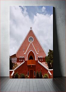 Πίνακας, Colorful Church Against Cloudy Sky Πολύχρωμη εκκλησία ενάντια στο συννεφιασμένο ουρανό