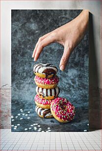 Πίνακας, Colorful Donuts Stack Πολύχρωμα ντόνατς στοίβα