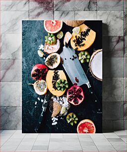 Πίνακας, Colorful Fruits with Knives Πολύχρωμα φρούτα με μαχαίρια