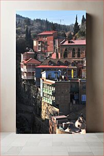 Πίνακας, Colorful Historic Buildings on a Cliffside Πολύχρωμα ιστορικά κτίρια στην άκρη του γκρεμού