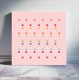 Πίνακας, Colorful Lollipops on Pink Background Πολύχρωμα γλειφιτζούρια σε ροζ φόντο