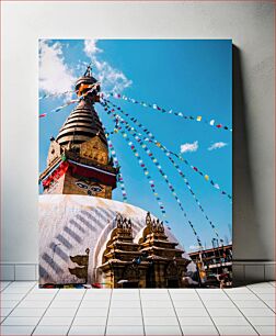 Πίνακας, Colorful Stupa Under Blue Sky Πολύχρωμη Στούπα κάτω από το γαλάζιο του ουρανού