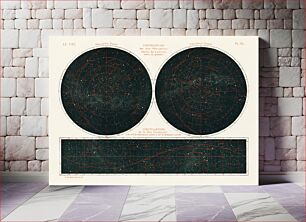 Πίνακας, Constellations of the Two Hemispheres (1877) from the book by Guillemin, Amédée, (1826-1893), a celestial chart of the two hemispheres in the night sky