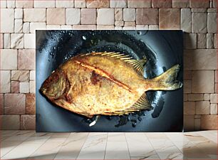 Πίνακας, Cooked Fish on Pan Μαγειρεμένο ψάρι στο τηγάνι