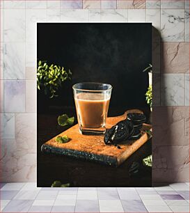 Πίνακας, Cookies and Beverage on Wooden Board Μπισκότα και ποτά σε ξύλινη σανίδα