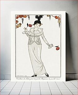 Πίνακας, Costumes Parisiens, no. 8: Tailleur de Satin gris de perle. Chapeau de paille noir from Journal des Dames et des Modes (1912) by