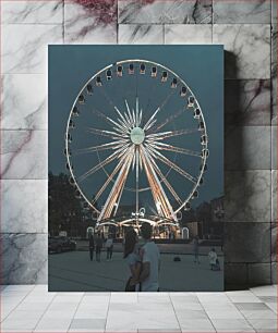 Πίνακας, Couple at an Illuminated Ferris Wheel Ζευγάρι σε μια φωτισμένη ρόδα λούνα παρκ