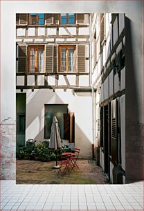 Πίνακας, Courtyard with Red Chairs Αυλή με κόκκινες καρέκλες