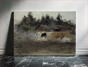 Πίνακας, Cows in turf smoke, study, 1887, Eero Järnefelt