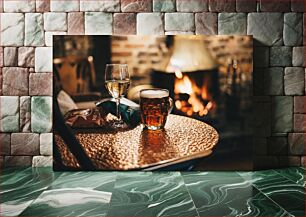 Πίνακας, Cozy Evening Drinks by the Fire Cozy Evening Drinks by the Fire