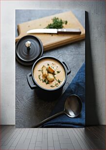 Πίνακας, Creamy Soup with Croutons and Herbs Κρεμώδης σούπα με κρουτόν και βότανα