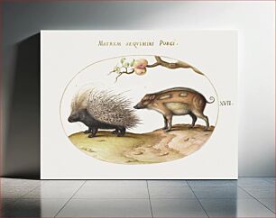 Πίνακας, Crested Porcupine and Wild Pig (1575–1580) by Joris Hoefnagel