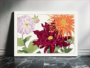 Πίνακας, Dahlia flower woodblock painting