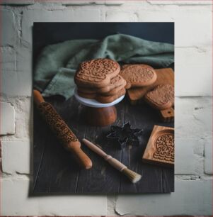 Πίνακας, Decorative Cookies on Rustic Table Διακοσμητικά μπισκότα σε ρουστίκ τραπέζι