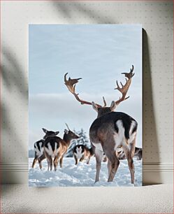 Πίνακας, Deer in Snowy Landscape Ελάφια στο χιονισμένο τοπίο