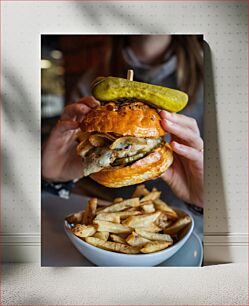 Πίνακας, Delicious Cheeseburger and Fries Νόστιμο Cheeseburger και πατάτες