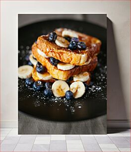 Πίνακας, Delicious French Toast with Blueberries and Bananas Νόστιμο γαλλικό τοστ με βατόμουρα και μπανάνες