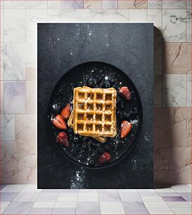 Πίνακας, Delicious Waffles with Berries Λαχταριστές βάφλες με μούρα