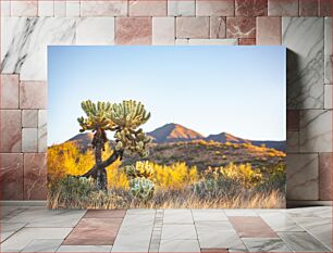 Πίνακας, Desert Landscape with Cactus Έρημο Τοπίο με Κάκτο