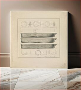 Πίνακας, Design drawings for paddle wheel steamer lith, 2 Spruce St. N.Y. (1842) by N. Currier