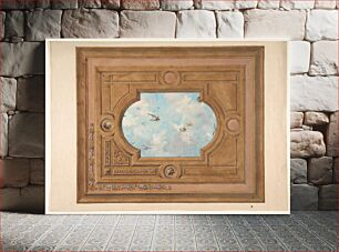 Πίνακας, Design for a ceiling with a trompe l'oeil sky filled with birds by Jules-Edmond-Charles Lachaise and Eugène-Pierre Gourdet