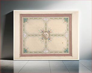 Πίνακας, Design for a ceiling with floral accents and Greek key border by Jules Edmond Charles Lachaise and Eugène Pierre Gourdet